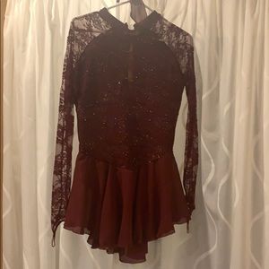 Marron sparkly figure skating dress